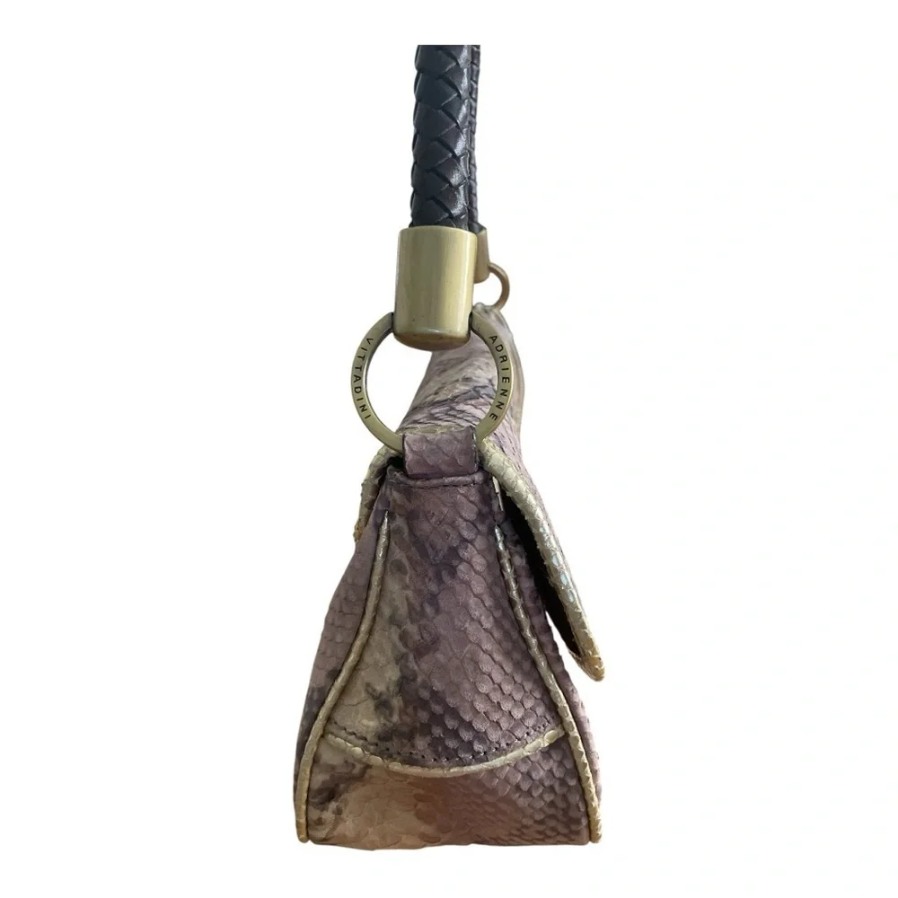 NWT Adrienne Vittadini Python Pattern Shoulder Bag with Gold Trim.